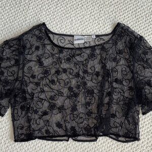 Black Beaded Sheer Top-Styleworks